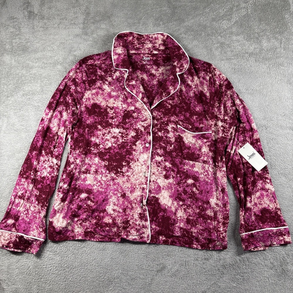 NWT Jenni Women's Splash Long Sleeve‎ Button Up Pajama Pink Size XL